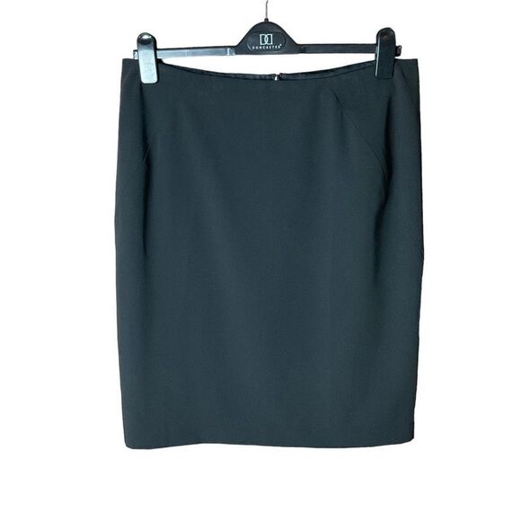 Franco Mirabelli Skirt Knee Length Black Lined 2 Back Slits Back Zipper Women 14 - Picture 1 of 12